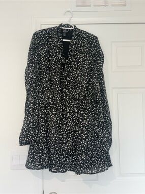 Nwt Scoop Black Floral Long Sleeve Dress